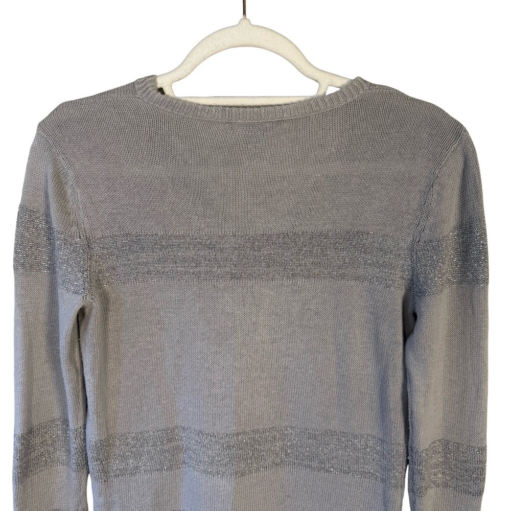 Armani Exchange Light Gray Metallic V-Neck Sweater Size S Minimalist Designer - Picture 13 of 14